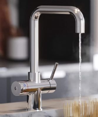 EVO ATHENA/360 SERIES 3 IN 1 CHROME BOILING WATER MONO DUAL LEVER 'D' SHAPED KITCHEN SINK MIXER TAP, SWIVEL SPOUT with DIGITAL TANK, BWT361CP